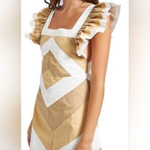 En Saison Eze Color Block Ruffle Sleeve Midi Dress